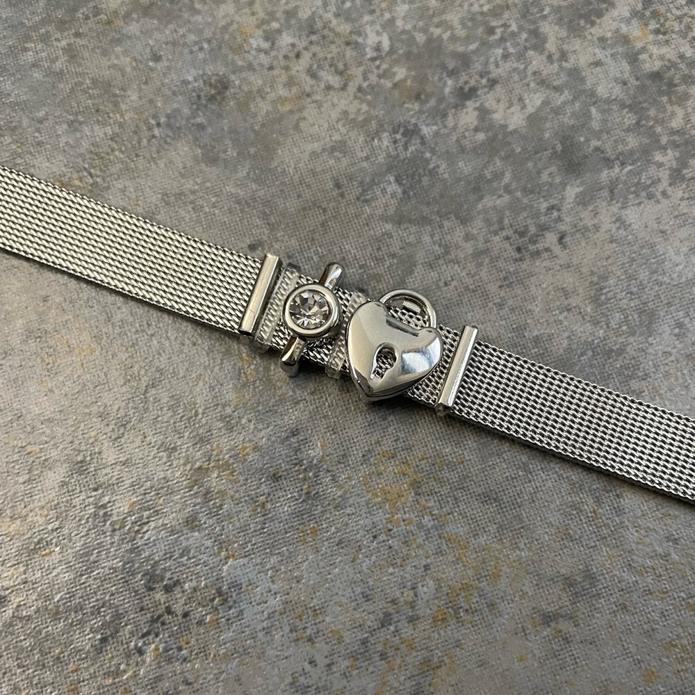 Keep Collective Mesh Band Bracelet Love Heart Silver